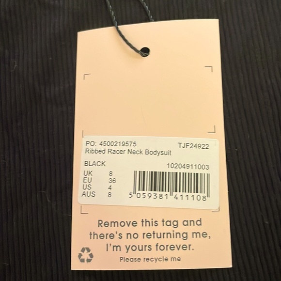NWT Missguided Ribbed Racer back bodysuit in black - Picture 6 of 6
